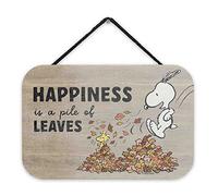 Peanuts Snoopy Happiness Is a Pile of Leaves Hanging Wood Wall Decor
