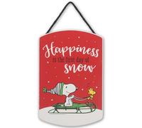 Peanuts Snoopy Happiness Is the First Day of Snow Hanging Wood Wall Decor - Fun Snoopy Sign for Christmas or Winter Decor