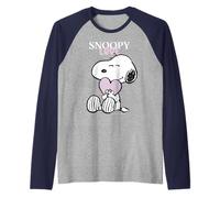 Peanuts Snoopy Heart Cute Friend Pose Valentine Retro Love Raglan Baseball Tee