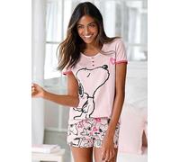 Peanuts Snoopy Heart Print Short Pyjamas Light Pink