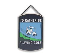 Peanuts Snoopy I'd Rather Be Playing Golf Hanging Wood Wall Decor - Fun Snoopy Sign for Home - Great Gift Idea