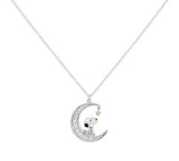 Peanuts Snoopy in Moon Women's Silver Necklace Fan Merch TV Series Cartoon, Metal