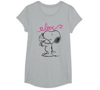Peanuts Snoopy Love T-Shirt, Girls, Heather Grey, Medium
