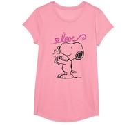 Peanuts Snoopy Love T-Shirt, Girls, Pink, Small