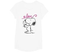 Peanuts Snoopy Love T-Shirt, Girls, White, Large