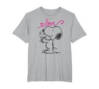 Peanuts Snoopy Love T-Shirt, Men's Big and Tall, Heather Grey, 4X Tall