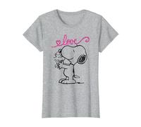 Peanuts Snoopy Love T-Shirt, Women, Heather Grey, XX-Large