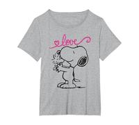 Peanuts Snoopy Love T-Shirt, Women's Plus, Heather Grey, 5X