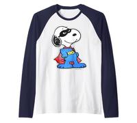 Peanuts Snoopy Masked Super Beagle Caped Classic Hero Raglan Baseball Tee