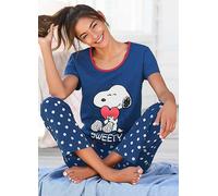 Peanuts Snoopy Print Pyjamas Blue Polka Dot