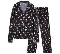 Peanuts Snoopy Pyjamas Women Long Sleeve PJs Set Classic Button Down Lounge Sets Nightwear Loungewear Sleepwear Gifts for Her (S, Black)