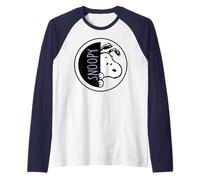 Peanuts Snoopy Sneaky Pose Big Face Fun Cartoon Classic LOL Raglan Baseball Tee