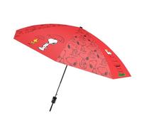 Peanuts Snoopy Travel Umbrella - Compact Folding Red Umbrella, 43″ (3.58 ft) Canopy, Automatic Open, Easy to Close, Lightweight & Portable, Officially Licensed