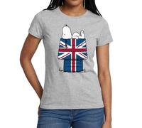Peanuts Snoopy Union Jack Dog House Women's T-Shirt Heather Grey