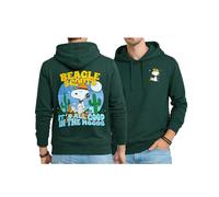 Peanuts Snoopy Womens and Mens Graphic Hoodies - Cozy Fleece Pullover Sweatshirts for Women & Men, Vintage Streetwear Hoodies, Snoopy Forest Green, XL