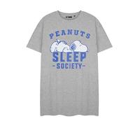 Peanuts Snoopy Womens Grey Short Sleeve Nightdress | Sleep Society Nightwear | Graphic Tee Nightie | Cute Snoopy PJ Dress for Ladies | Comfortable Sleepwear Apparel