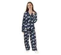 Peanuts Snoopy Women's Long Sleeve Long Leg Pyjama Set | Navy & White Collared Sleepwear | Cartoon Nightwear for Bedtime | Comfortable Cotton PJs Merch - X-Small
