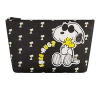 Peanuts Snoopy Women's Makeup Bag, Small Travel Cosmetic Zipper Pouch Organizer, Black