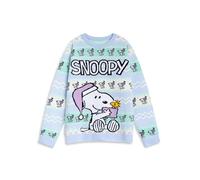 Peanuts Snoopy Womens Multi Christmas Jumper | Long Sleeve Crew Neck | Cartoon Holiday Wear | Festive Apparel for Christmas Celebrations Merch - Large Blue