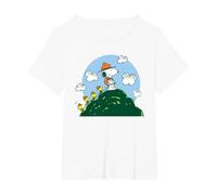 Peanuts - Snoopy Woodstock Beagle Scouts Climbing Hill T-Shirt, Women's Plus, White, 3X