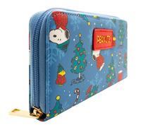 Peanuts Snoopy & Woodstock Christmas Time Purse Clutch Coin Pocket & Card Holder, Blue