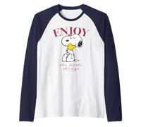 Peanuts Snoopy Woodstock Enjoy Good Friends Hugs Classic Fun Raglan Baseball Tee