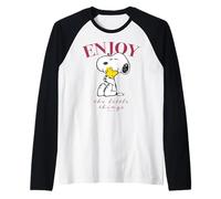 Peanuts Snoopy Woodstock Enjoy Good Friends Hugs Fun Classic Raglan Baseball Tee