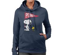 Peanuts Snoopy & Woodstock Flag Women's Hooded Sweatshirt Navy Blue
