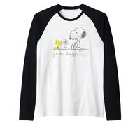 Peanuts Snoopy Woodstock Grow Happiness Spring Flowers Retro Raglan Baseball Tee