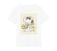 Peanuts - Snoopy Woodstock Guitar & Peace Signs T-Shirt, Women's Plus, White, 2X