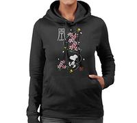 Peanuts Snoopy & Woodstock Japan Cherry Blossom Women's Hooded Sweatshirt Black