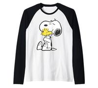 Peanuts Snoopy Woodstock Vintage Hug BFFs Love 80s 90s Retro Raglan Baseball Tee