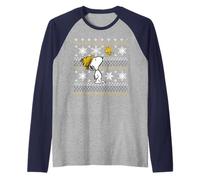 Peanuts Snoopy Woodstock Xmas Christmas Fun Classic Pattern Raglan Baseball Tee