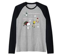 Peanuts Snoopy Woodstock Xmas Christmas Stocking Fun Classic Raglan Baseball Tee