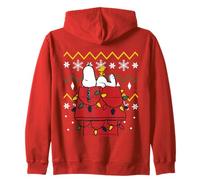 Peanuts Snoopy Woodstock Xmas Pattern Classic Christmas BFF Zip Hoodie