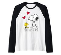 Peanuts Snoopy Woodstock You Me Valentines Love Heart Retro Raglan Baseball Tee