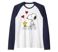 Peanuts Snoopy Woodstock You Me Valentines Love Retro Heart Raglan Baseball Tee