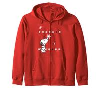 Peanuts Snoopy Xmas Christmas Classic Stars Pattern Festive Zip Hoodie