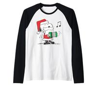 Peanuts Snoopy Xmas Santa Music Treats Classic 80s Gifts Raglan Baseball Tee