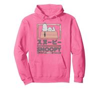 Peanuts Tokyo Snoopy Dog House Japan Fun Kanji Lol 90s Retro Pullover Hoodie, Adult Unisex, Bright Pink, Large