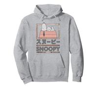 Peanuts Tokyo Snoopy Dog House Japan Fun Kanji Lol 90s Retro Pullover Hoodie, Adult Unisex, Heather Grey, X-Large