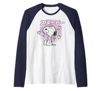 Peanuts Tokyo Snoopy Love Hearts Vintage Japan BFF VHS Kanji Raglan Baseball Tee