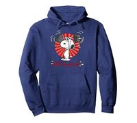 Peanuts Tokyo Snoopy Workout Japan Comic Retro 90s Gym Manga Pullover Hoodie, Adult Unisex, Navy Blue, Small