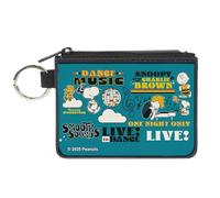 Peanuts Wallet, Coin Purse, Peanuts Gang Dance Music Poses and Quotes Blue Multi Color, Canvas