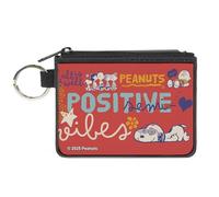 Peanuts Wallet, Coin Purse, Peanuts Gang Semi Positive Vibes Poses Red Blues White, Canvas