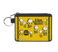 Peanuts Wallet, Coin Purse, Peanuts I Am Charlie Brown Poses and Zig Zag Stripe Yellows, Canvas