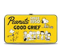 Peanuts Wallet, Hinged, Peanuts Gang Since 1950 Good Grief Group Pose Yellow Black, Vegan Leather