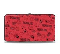 Peanuts Wallet, Hinged, Peanuts Gang Six Character and Title Logo Collage Red Black, Vegan Leather