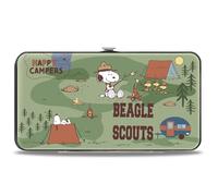 Peanuts Wallet, Hinged, Peanuts Happy Camper Beagle Scouts Scenes, Vegan Leather