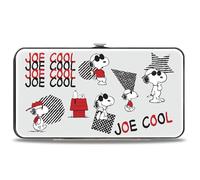 Peanuts Wallet, Hinged, Peanuts Joe Cool Snoopy Poses and Text Gray Black Red White, Vegan Leather